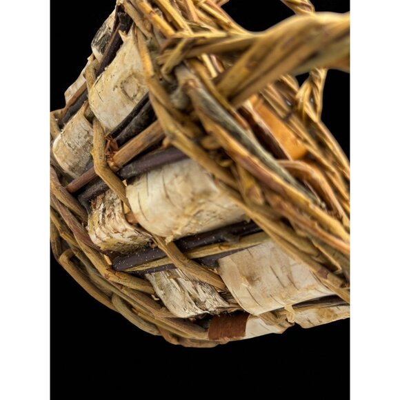 Vintage Birch Bark Double Handle Woven Basket 8"x6" - Picture 6 of 6